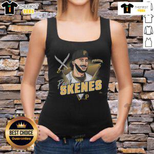 Official Paul Skenes Pittsburgh Pirates player caricature tank top featuring vibrant design and team colors.