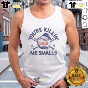 Official The Sandlot X New York Yankees You're Killin' Me Smalls tank top featuring classic baseball design and playful graphics.
