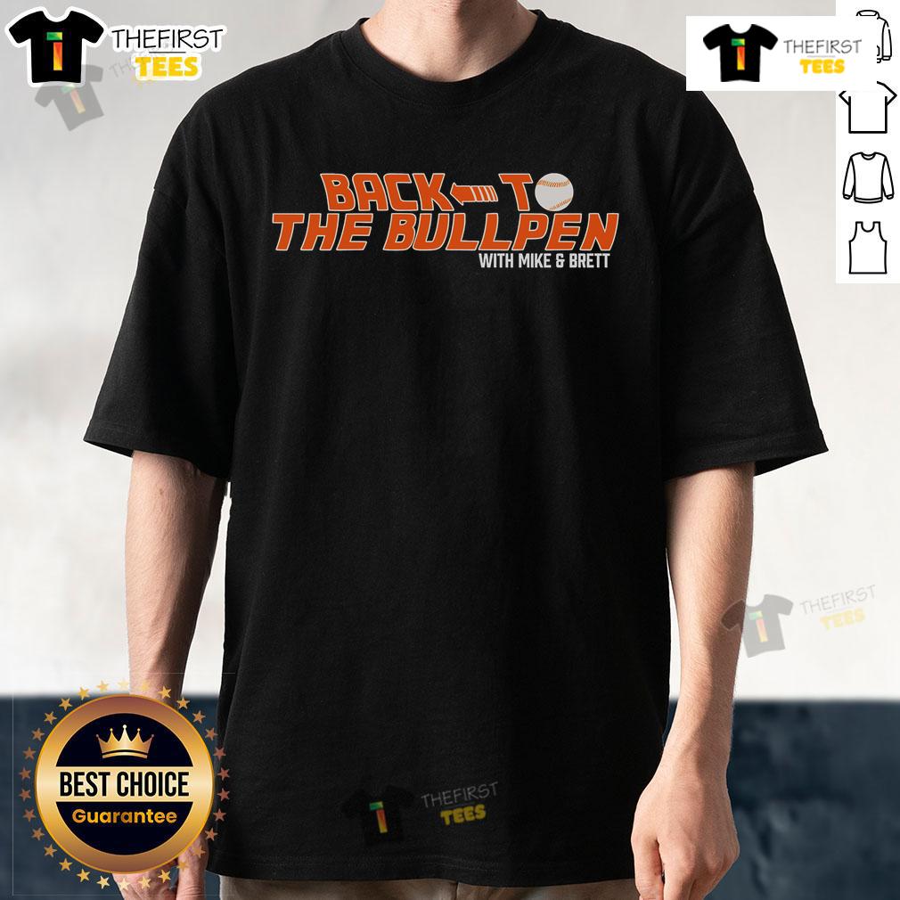 Original Back To The Bullpen T-Shirt featuring Mike and Brett, perfect for fans of the classic series.