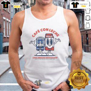 Stylish milk tank top featuring 'Original Cafe Con Leche Love' design, perfect for coffee lovers and casual wear.