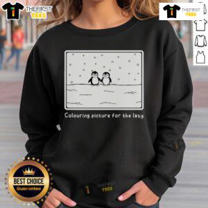 Original Penguin colouring picture for the lazy sweatshirt featuring a playful penguin design in vibrant colors.
