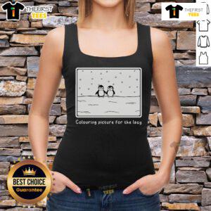 Original Penguin colouring picture featuring a stylish tank top design for the lazy, perfect for creative relaxation.