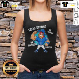 Original Seattle Mariners Texas Strong Mariner Moose mascot cartoon tank top design featuring vibrant colors and fun graphics.