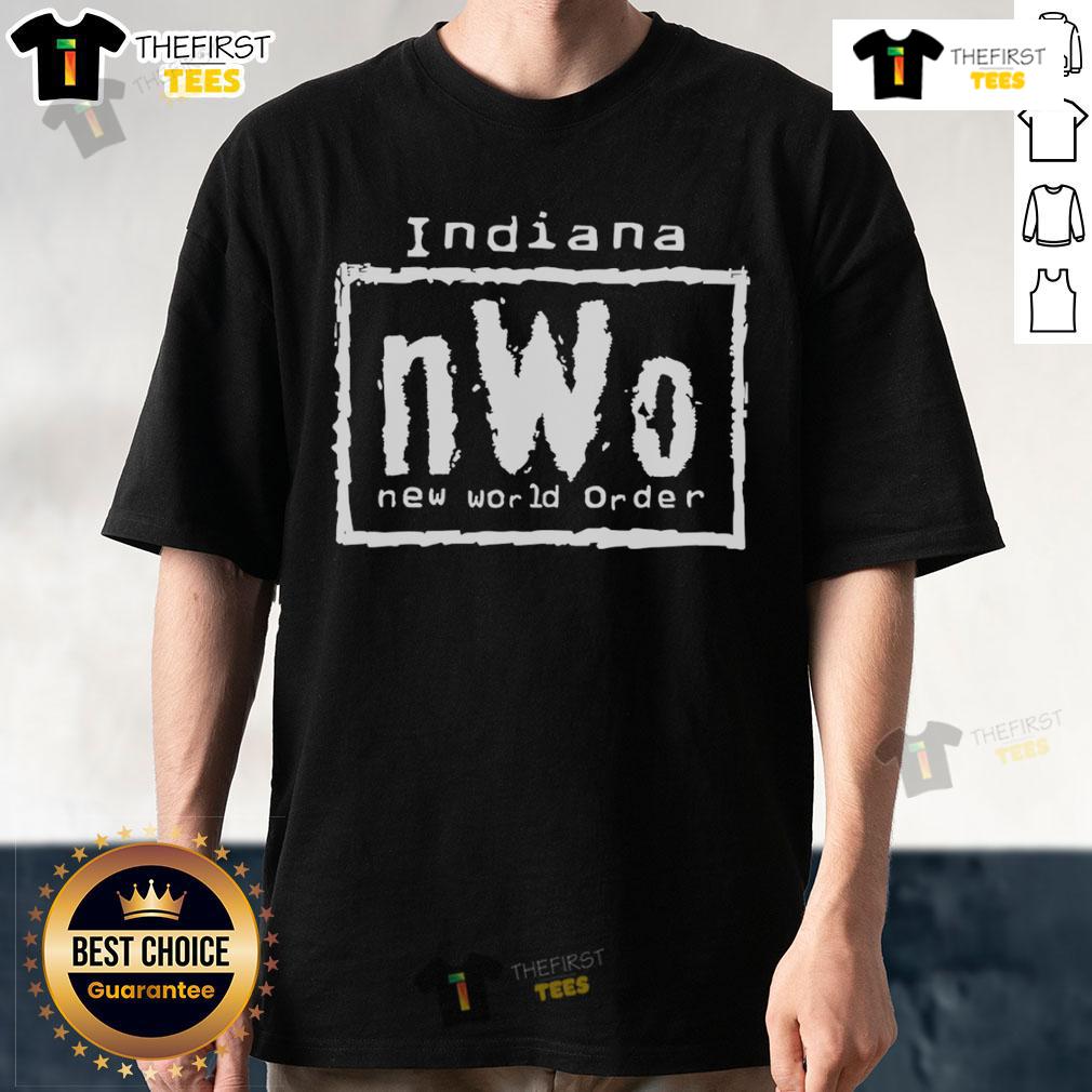 Alt Text: Premium Indiana Nwo New World Order T-Shirt featuring bold graphics and a comfortable fit for fans of the NWO movement.