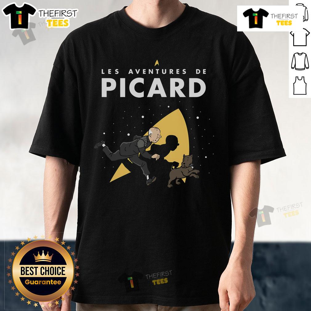 Premium Les Adventures De Picard T-Shirt featuring vibrant graphic design and comfortable fit for fans of the series.