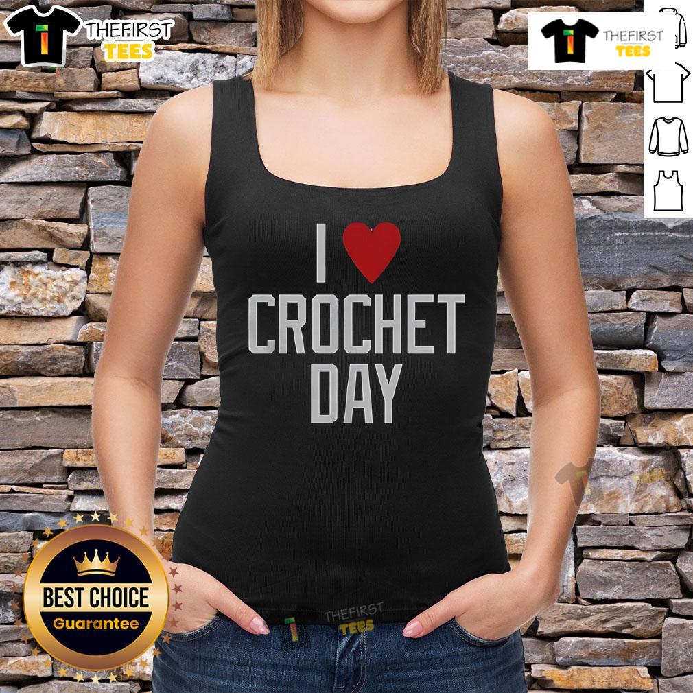 Pretty I Love Crochet Day Tank Top in vibrant colors, perfect for summer and showcasing your love for crochet.