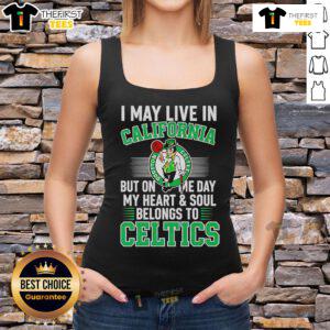 Alt Text: Celtics tank top with 'My Heart and Soul Belongs to Celtics' design, perfect for fans living in California.