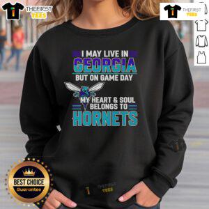 Alt Text: Cozy sweatshirt with My heart and soul belongs to the Charlotte Hornets design, perfect for game day in Georgia.
