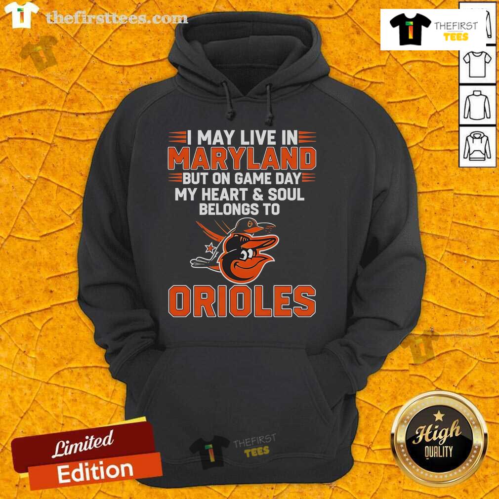 Fan wearing a Baltimore Orioles hoodie, showcasing team spirit on game day in Maryland.
