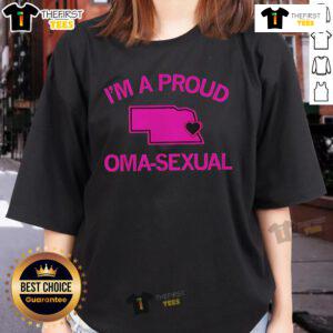 Alt Text: Pretty I'm A Proud Oma Sexual Pride Ladies Tee showcasing vibrant colors and a bold pride message on soft fabric.