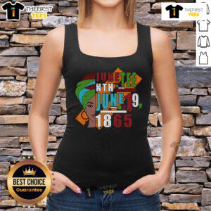 Stylish Juneteenth tank top featuring 'Pretty Juneteenth June 19 1865' design, perfect for celebrating freedom and heritage.