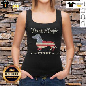 Patriotic Dachshund tank top featuring the 'Pretty Weenie' design, perfect for dog lovers celebrating Independence Day.