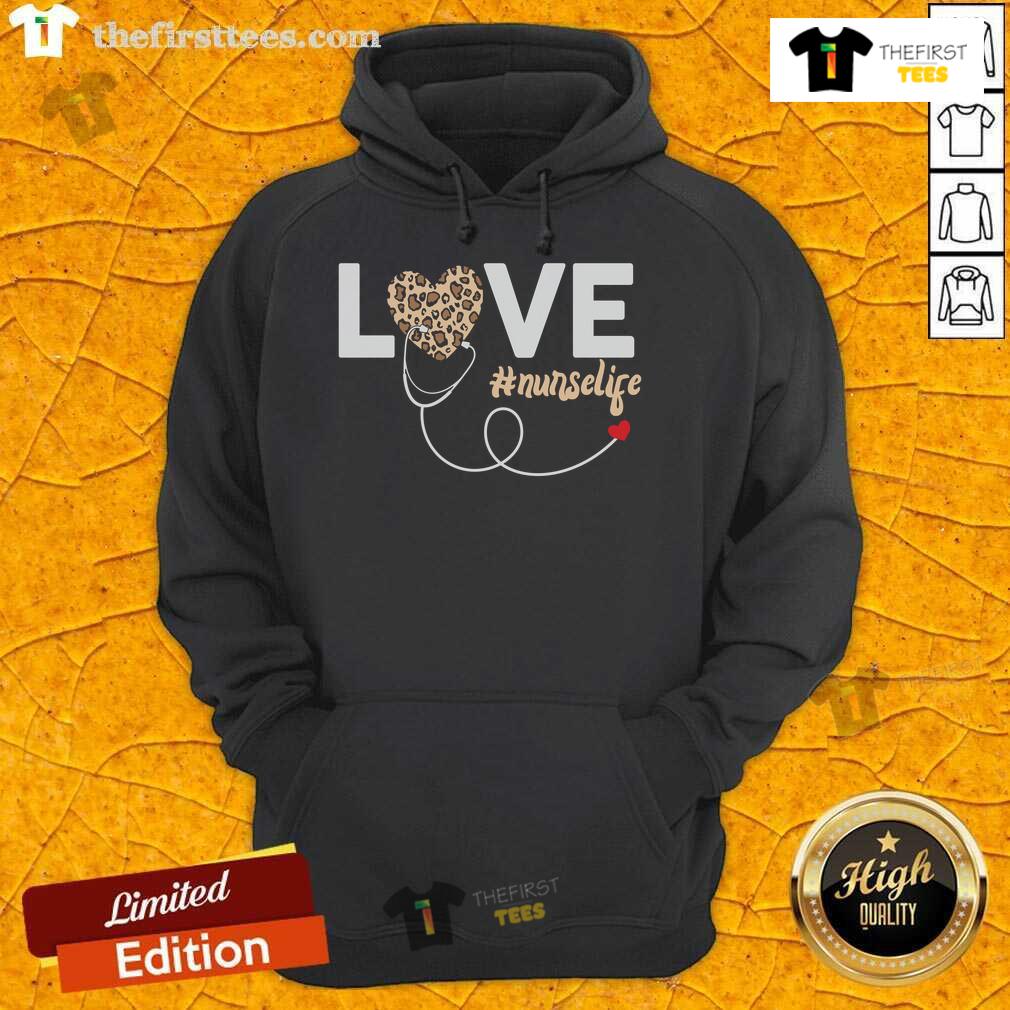 Awesome Love Leopard Print Nurse Life Hoodie featuring a stylish design perfect for healthcare professionals.