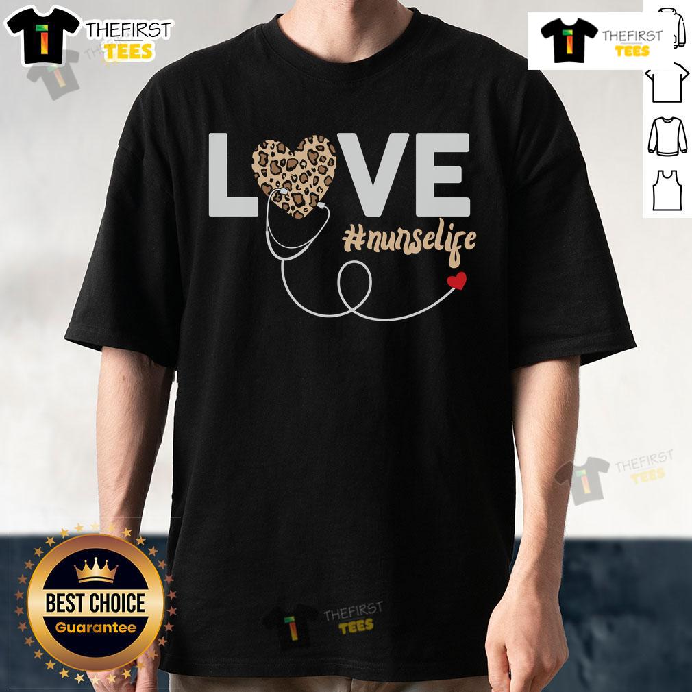 Awesome Love Leopard Print Nurse Life T-Shirt featuring a stylish leopard design perfect for nurses and healthcare professionals.