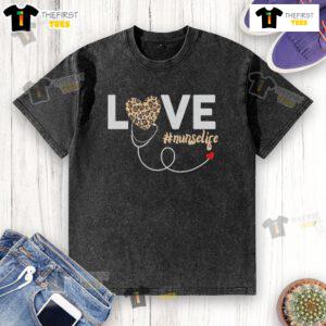 Awesome Love Leopard Print Nurse Life Washed T-Shirt showcasing a stylish design for nurses who love animal prints.