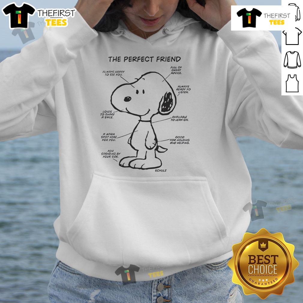 Cute Snoopy the Perfect Friend hoodie featuring a vibrant design of Snoopy and friends, perfect for cozy outfits.