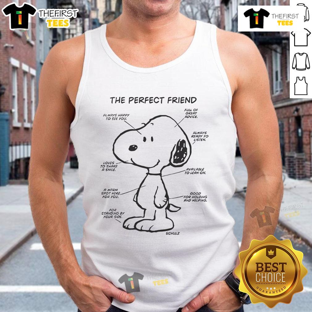 Cute Snoopy the Perfect Friend tank top featuring an adorable Snoopy graphic, perfect for casual summer wear.
