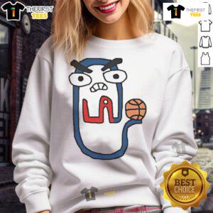 Funny Los Angeles Clippers clip art sweatshirt featuring vibrant graphics and a playful design for basketball fans.