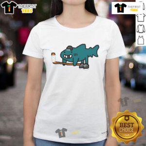 Funny San Jose Sharks art on a ladies tee, featuring vibrant graphics and a playful design for hockey fans.