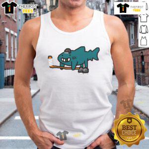 Funny San Jose Sharks art tank top featuring vibrant graphics and a playful design for hockey fans.