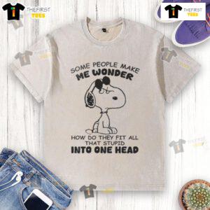 Funny Snoopy graphic on a washed t-shirt with the quote about silly people, perfect for casual wear and dog lovers.