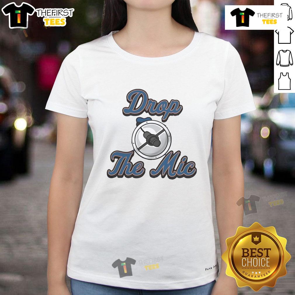 Good Athlete Drop The Mic Sports Ladies Tee showcasing a stylish design for female athletes in vibrant colors.