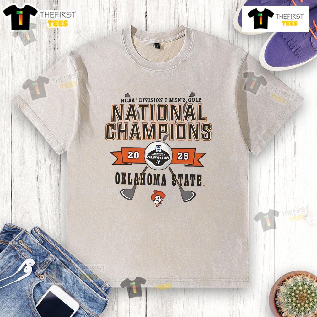Alt Text: Good Champion Oklahoma State Cowboys White 2025 Golf National Champions Washed T-Shirt, perfect for fans and alumni.
