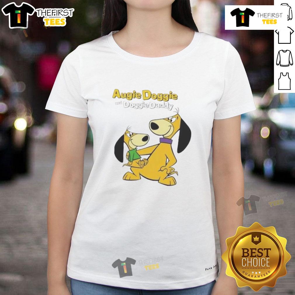 Cartoon of Augie Doggie and Doggie Daddy on a ladies tee, perfect for dog lovers and cartoon fans.