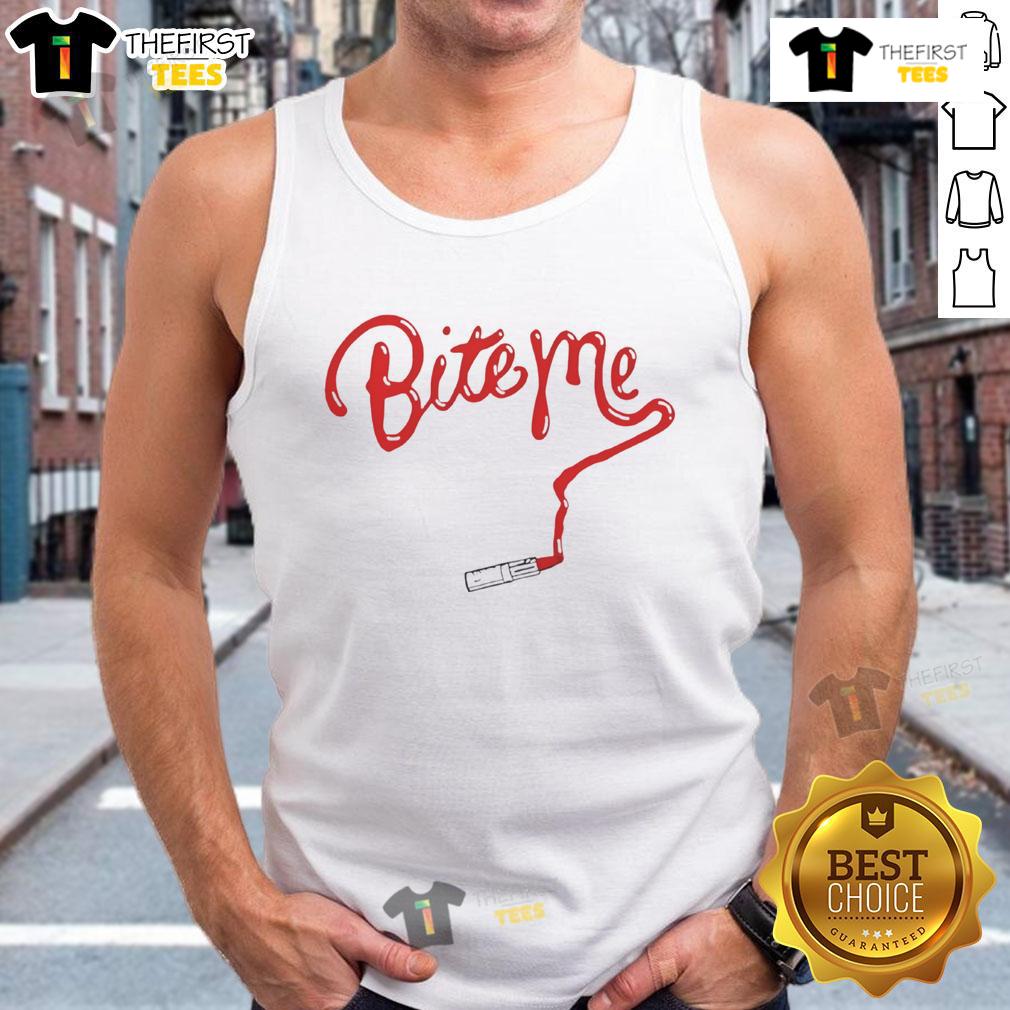 Stylish Nice Bite Me Lipstick Tank Top featuring a vibrant graphic design, perfect for casual summer outfits.