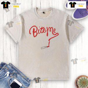 Nice Bite Me Lipstick Washed T-Shirt featuring a bold graphic design and soft fabric, perfect for casual wear.