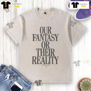 Alt Text: Nice Paper Plane washed t-shirt featuring a whimsical graphic design, blending fantasy and reality, perfect for casual wear.