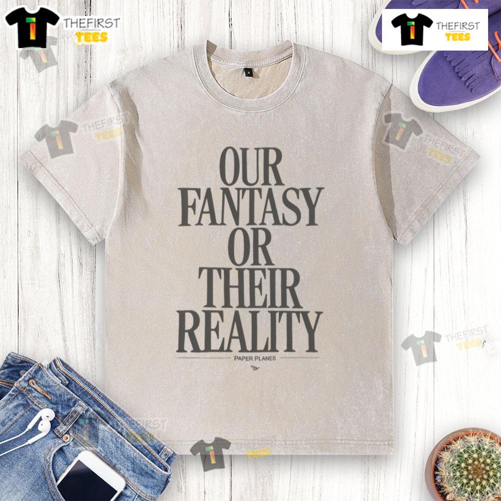 Alt Text: Nice Paper Plane washed t-shirt featuring a whimsical graphic design, blending fantasy and reality, perfect for casual wear.