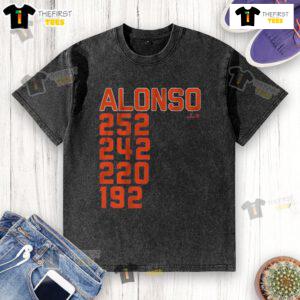 Pete Alonso hits a home run in New York wearing a stylish washed T-shirt, celebrating his MLB achievements.