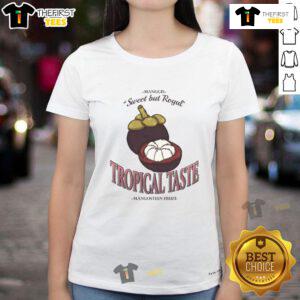 Vintage ladies tee featuring a vibrant mangosteen design for a nice tropical taste in fashion.