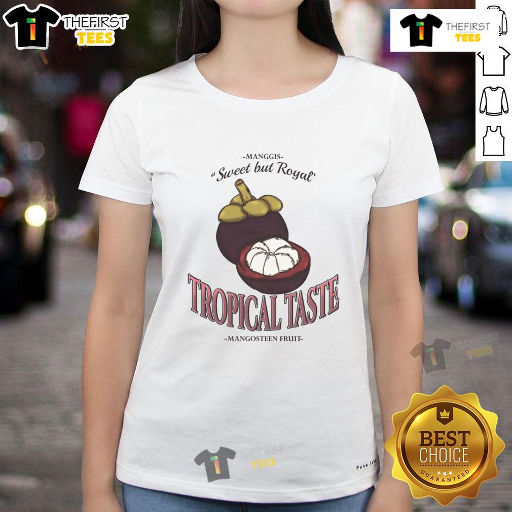 Vintage ladies tee featuring a vibrant mangosteen design for a nice tropical taste in fashion.