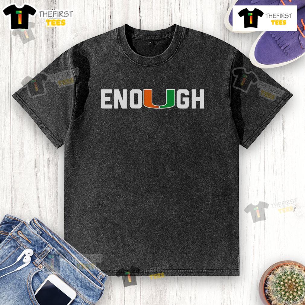 Alt Text: Official Akheem Mesidor Enough Miami Hurricanes Washed T-Shirt showcasing team spirit and stylish design.