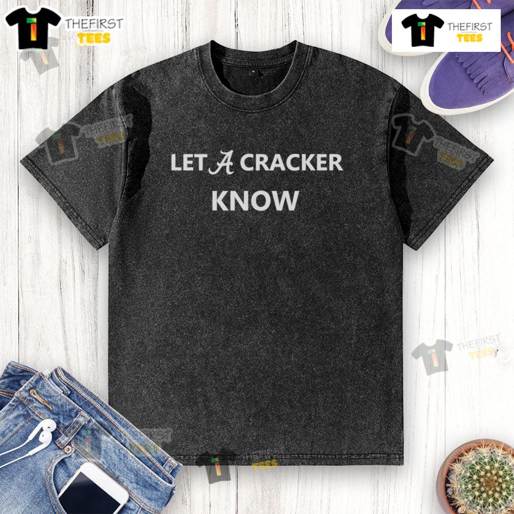 Official Alabama Crimson Tide Let a Cracker Know washed t-shirt featuring team colors and logo for fans.