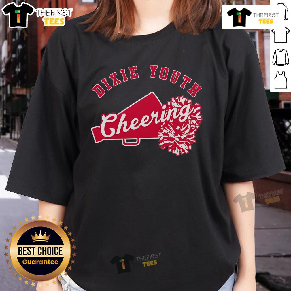 Official Cheerleading Pom Poms Ladies Tee featuring vibrant colors and a stylish design for cheer fans.