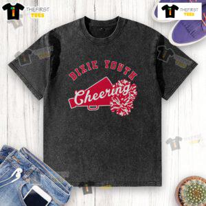 Official Cheerleading Pom Poms Washed T-Shirt featuring vibrant colors and a comfortable fit, perfect for cheerleaders.