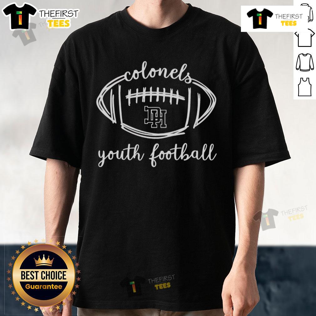 Alt Text: Official Dixie Colonels Football Sketch T-Shirt featuring a detailed football design and team colors, perfect for fans.