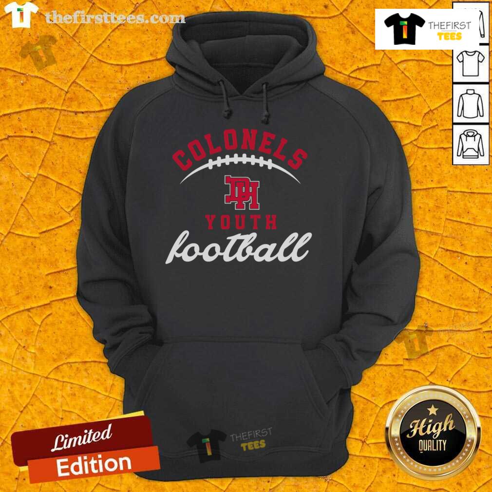 Official Dixie Colonels Youth Football Hoodie in navy blue, featuring the team logo and comfortable fit for young fans.
