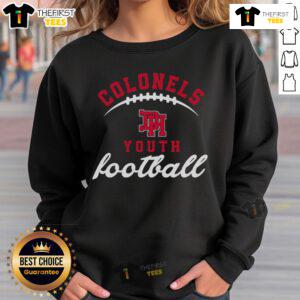 Alt Text: Official Dixie Colonels youth football sweatshirt in navy blue, featuring the team logo and comfortable design for young fans.