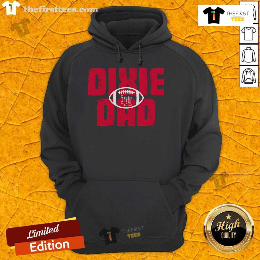 Alt Text: Official Dixie Football Dad Hoodie in black with bold lettering, perfect for proud football dads and team supporters.