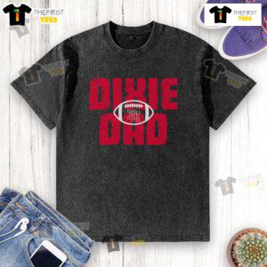 Official Dixie Football Dad washed t-shirt in blue, featuring bold lettering and a casual, comfortable fit for fans.