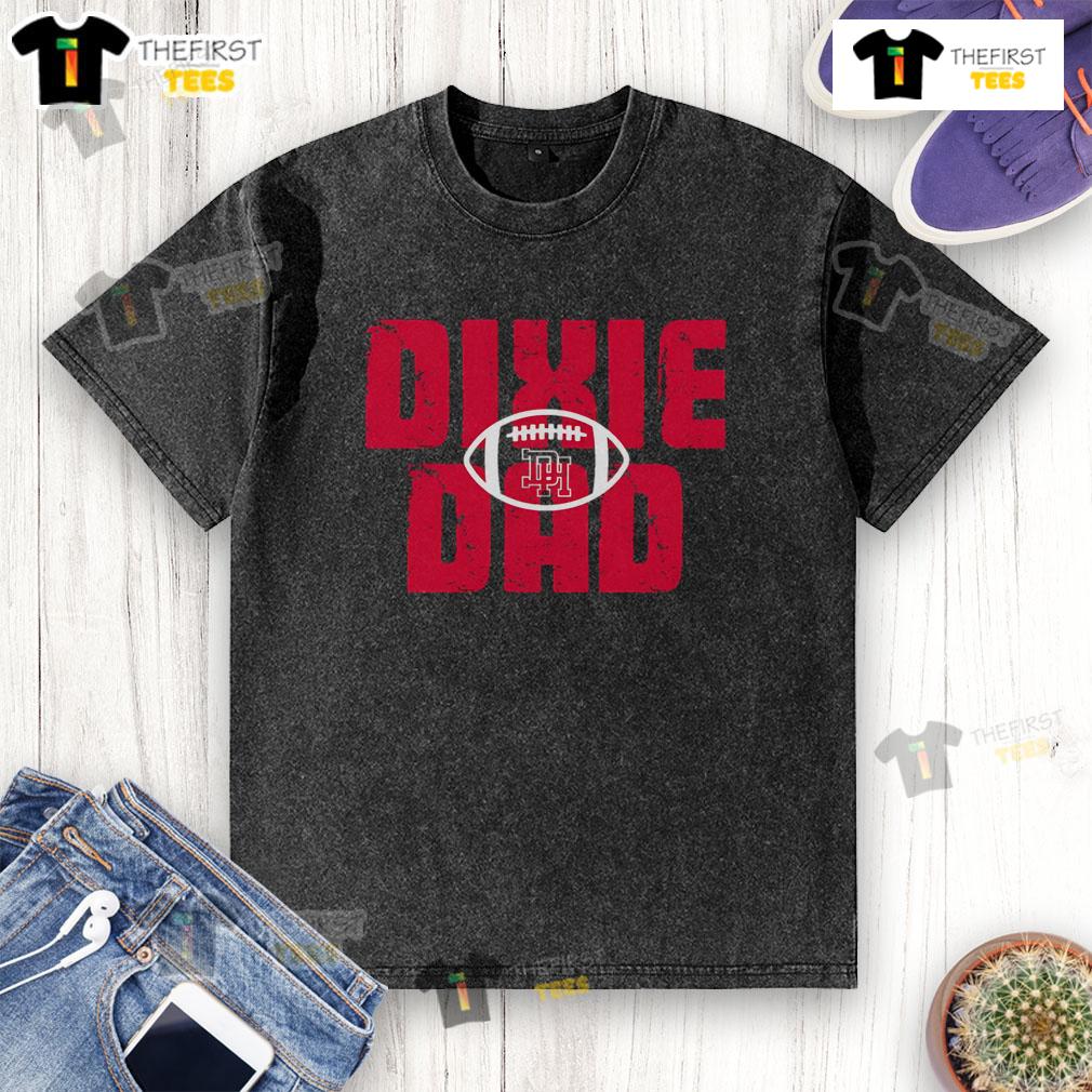 Official Dixie Football Dad washed t-shirt in blue, featuring bold lettering and a casual, comfortable fit for fans.