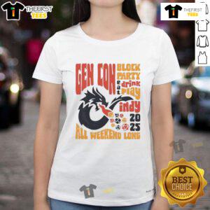 Official GenCon 2025 All Weekend Long Ladies Tee featuring vibrant design and comfortable fit for gaming enthusiasts.