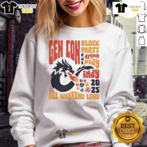Official Gen Con 2025 All Weekend Long Sweatshirt featuring vibrant design and comfortable fit for gaming enthusiasts.