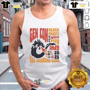 Official GenCon 2025 all weekend long tank top featuring vibrant design for gaming enthusiasts and convention-goers.