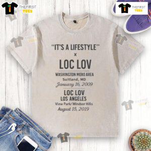 Official 'It's A Lifestyle' X Loc Lov Washington Mero Area Loc Lov Los Angeles Washed T-Shirt in soft cotton fabric.