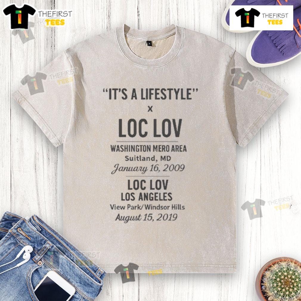 Official 'It's A Lifestyle' X Loc Lov Washington Mero Area Loc Lov Los Angeles Washed T-Shirt in soft cotton fabric.